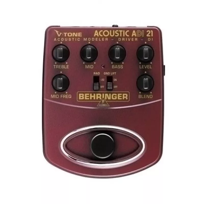 Behringer ADI21 preamplificador para guitarra acústica / caja DI con ecualizador de 3 bandas y control de realimentación