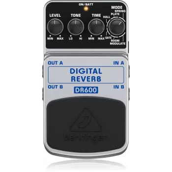 Behringer DR600 Pedal de efecto reverb digital, 6 modos, estéreo, negro/plata
