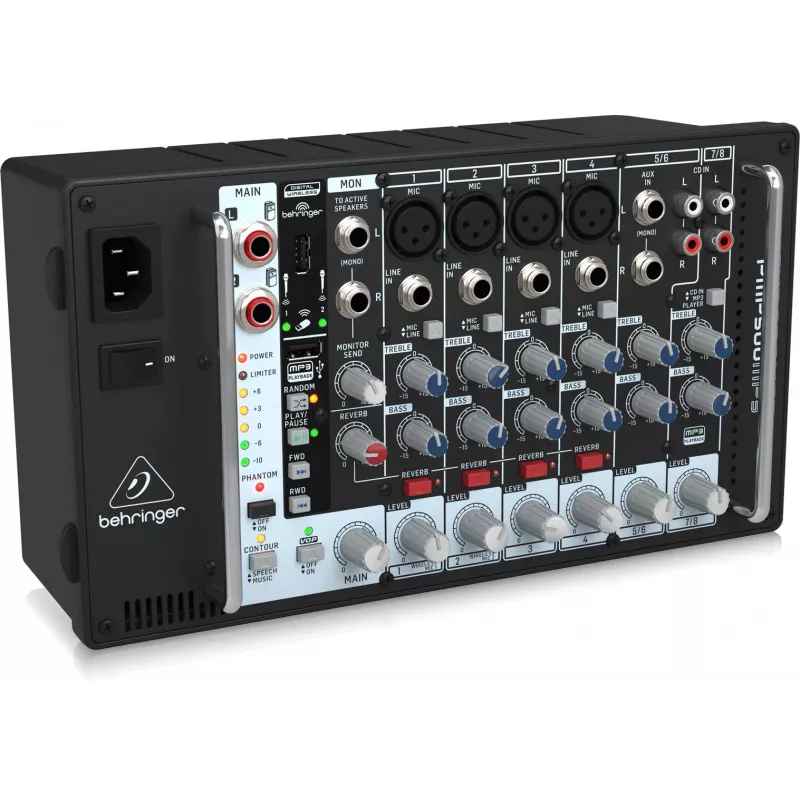 Mezclador de audio de 8 canales Behringer PMP500MP3, negro