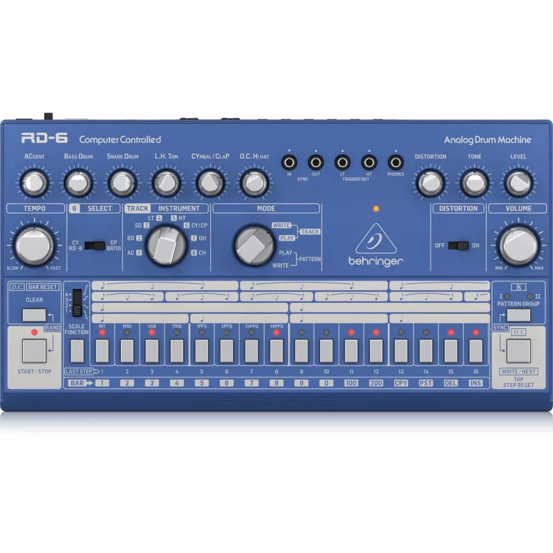 Máquina de ritmo y batería analógica Behringer RD-6-BU, azul