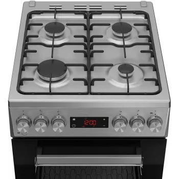 Cocina eléctrica independiente BEKO FSM52320TXDT con placa vitrocerámica, horno de convección, acero inoxidable
