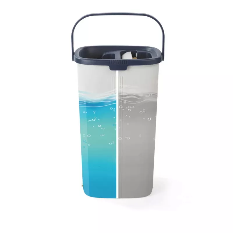Beldray LA00000008EU7 set de fregona plana y cubo – gris/azul, 5L con escurrido automático, mango telescópico, microfibra