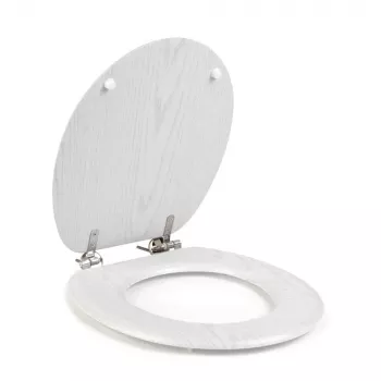 Beldray LA00000073WHTEU7 asiento de inodoro de madera - cierre suave, blanco, ovalado