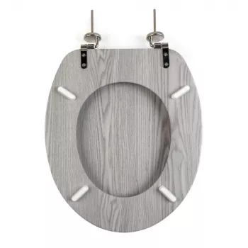 Beldray LA00000074GRYPEU7 asiento de inodoro de madera - cierre suave, gris, ovalado
