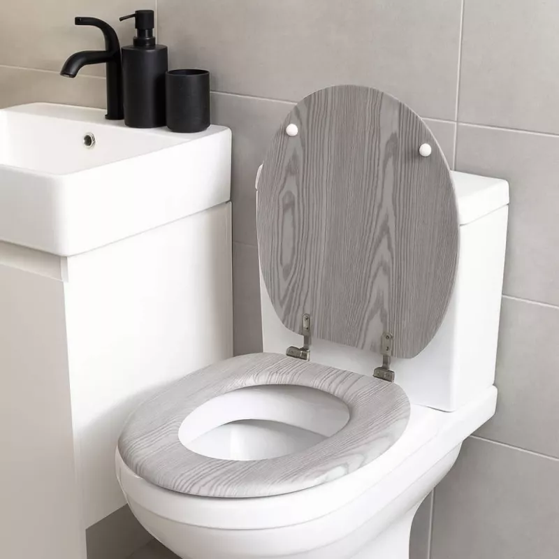 Beldray LA00000074GRYPEU7 asiento de inodoro de madera - cierre suave, gris, ovalado