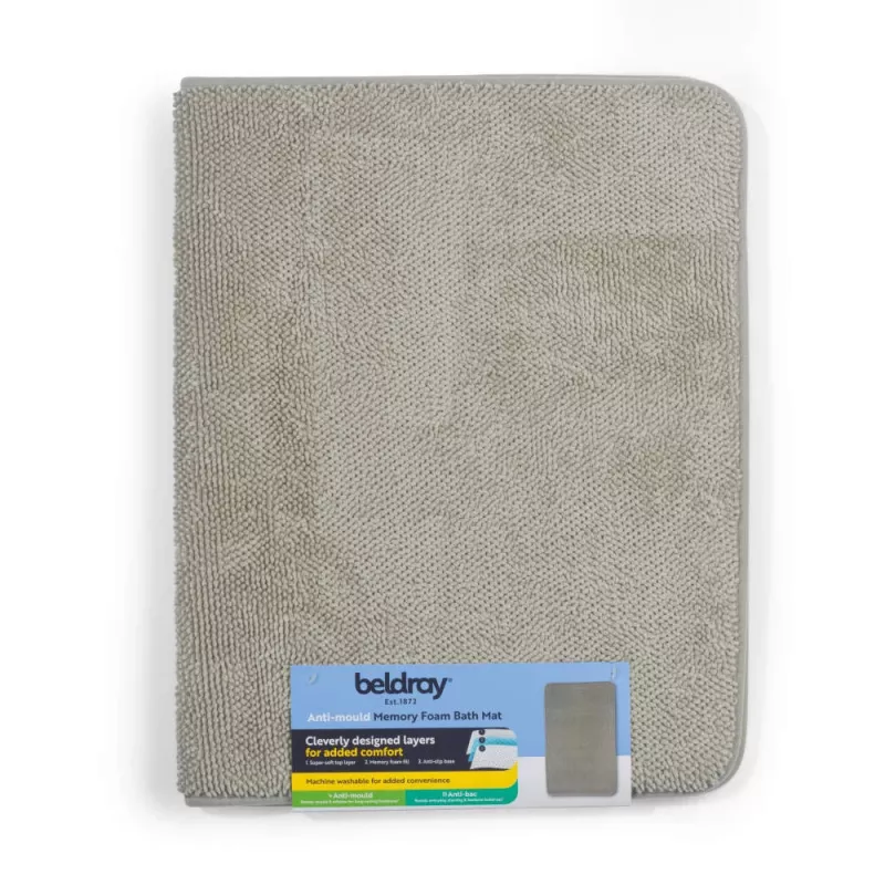 Beldray LA00000099NEU7 Alfombrilla de baño antimoho de memory foam 50 x 80 cm, gris
