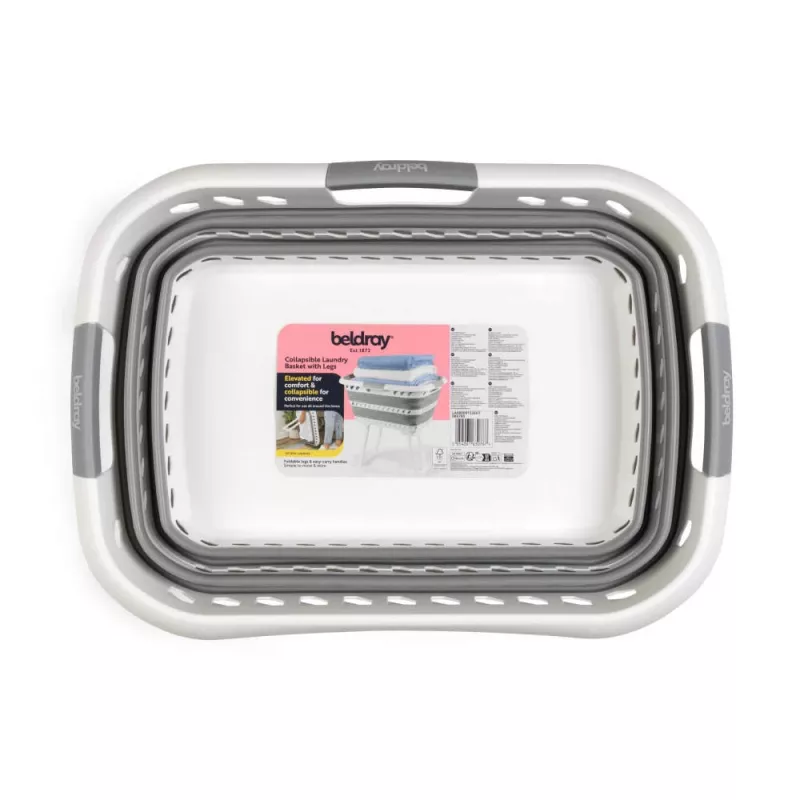Beldray LA00000153EU7 Cesto de ropa plegable con patas 40L - gris y blanco