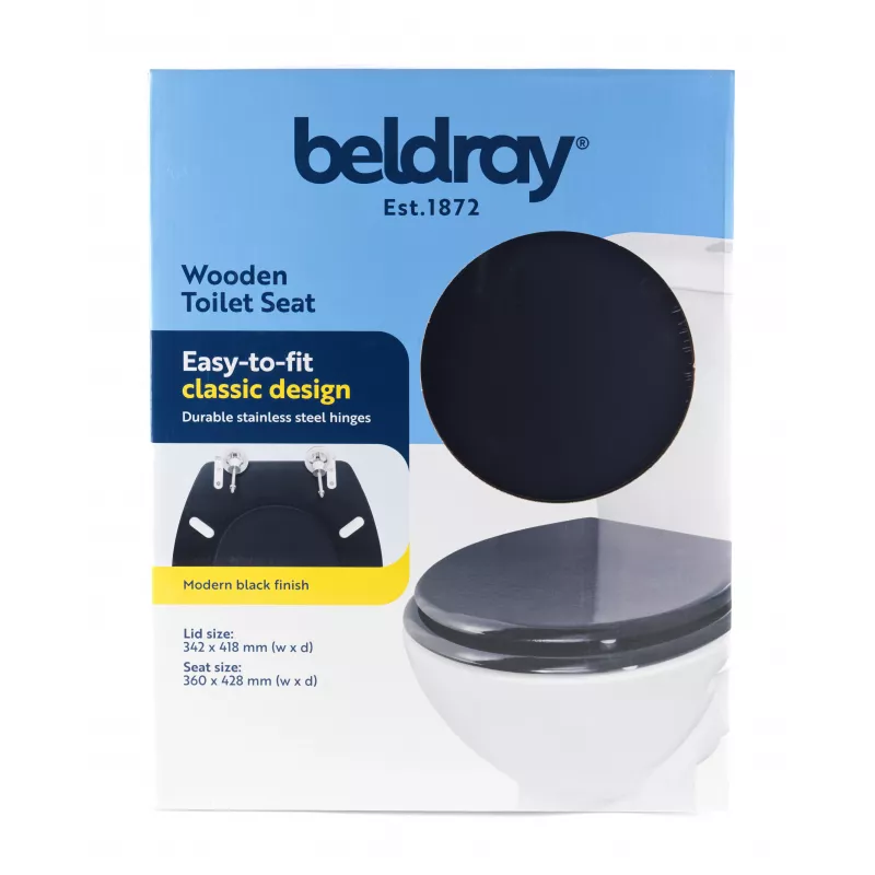 Beldray LA032355BFPEU7 Tapa de inodoro de madera, negra