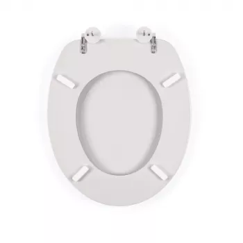 Beldray LA032355PGRY asiento de inodoro de madera, blanco - cierre suave en D con bisagras de liberación rápida