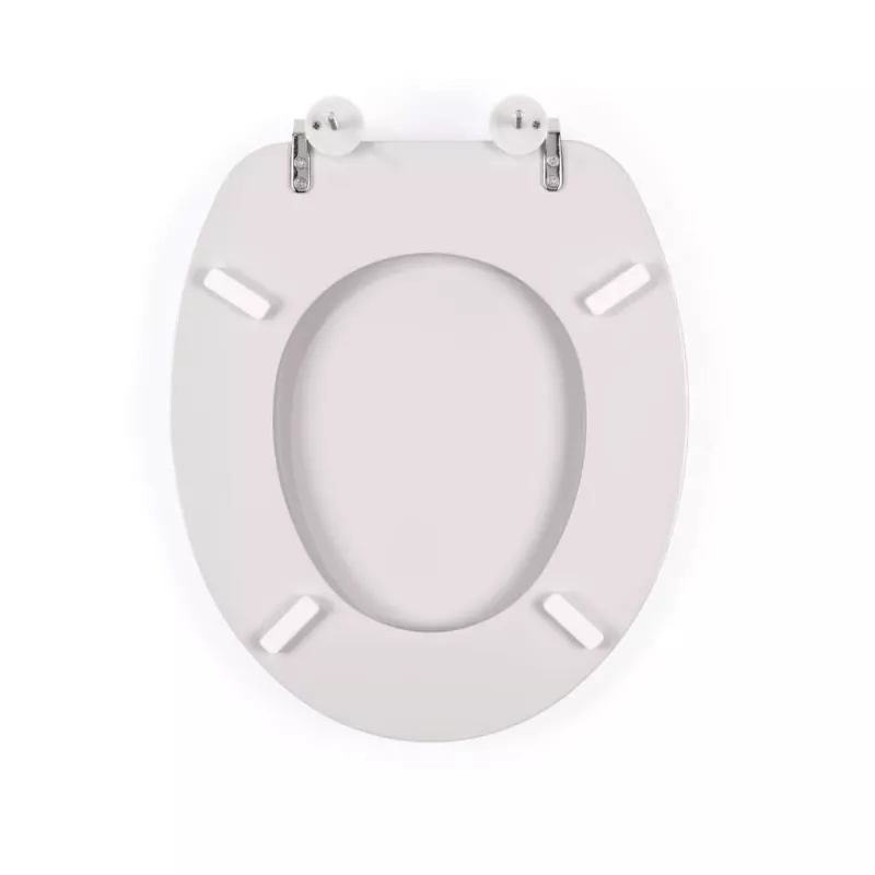 Beldray LA032355PGRY asiento de inodoro de madera, blanco - cierre suave en D con bisagras de liberación rápida