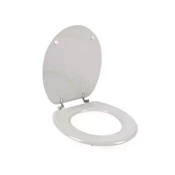 Beldray LA032355PGRY asiento de inodoro de madera, blanco - cierre suave en D con bisagras de liberación rápida
