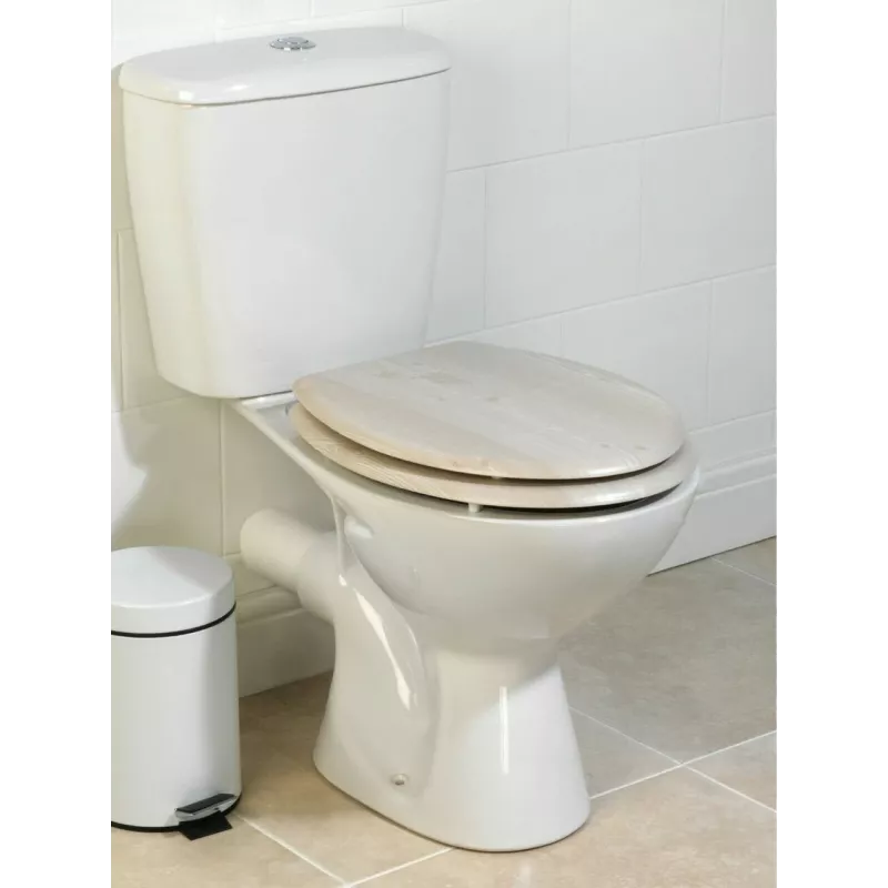 Beldray LA033710WOAKPFEU7 asiento de inodoro de madera MDF, roble blanco, Soft-Close
