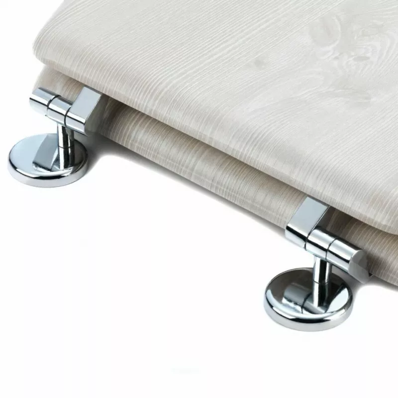 Beldray LA033710WOAKPFEU7 asiento de inodoro de madera MDF, roble blanco, Soft-Close