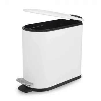 Beldray LA036690WHTPEU7 cubo de pedal slimline con forma de D 5 litros, blanco