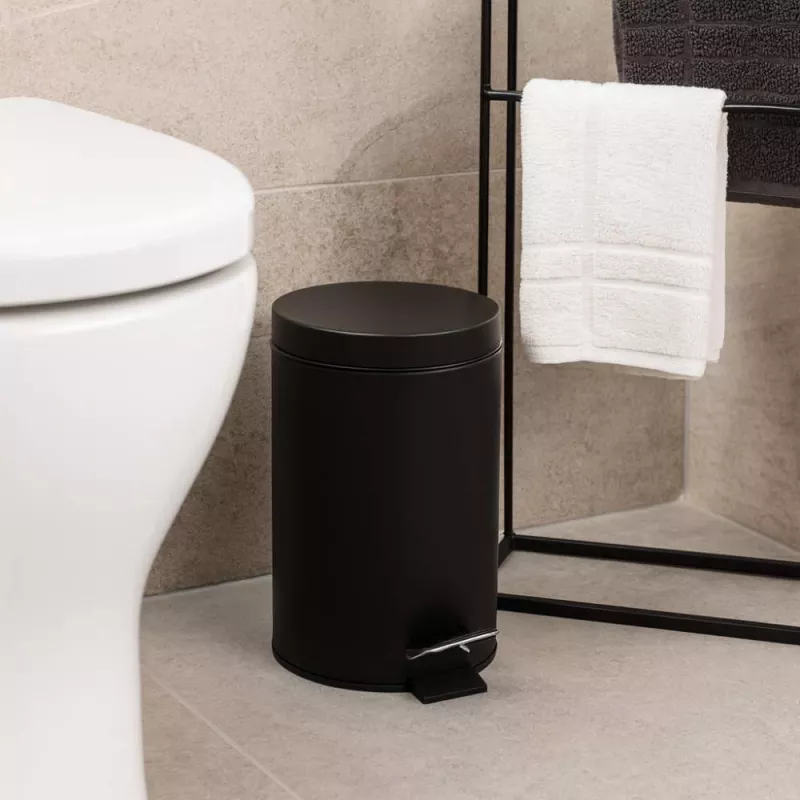 Beldray LA038098BPEU7 Cubo de pedal redondo con cierre suave de 3 litros, negro