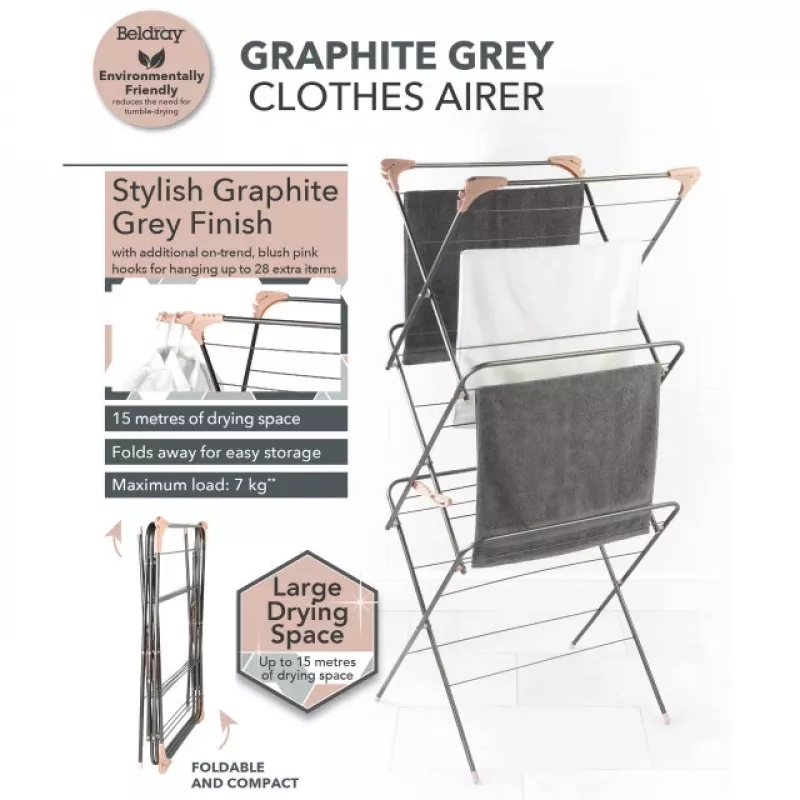 Beldray LA072498GRYNFEU7 tendedero Elegant de 3 niveles, gris grafito