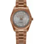 BELLEVUE H27 reloj de mujer analógico de cuarzo 38mm esfera plateada correa de piel negra