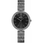 Reloj mujer BELLEVUE B25 35mm cuarzo analógico esfera plateada correa de piel negra
