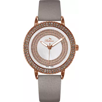 Reloj mujer BELLEVUE B44 35mm cuarzo analógico caja de acero inoxidable esfera blanca correa de piel negra
