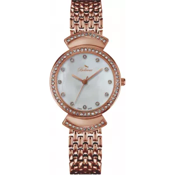BELLEVUE Woman D50 32mm Reloj analógico de cuarzo esfera plateada correa de piel negra
