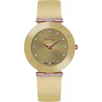 BELLEVUE Woman E105 Reloj de cuarzo analógico 33mm Acero inoxidable esfera blanca piel negra