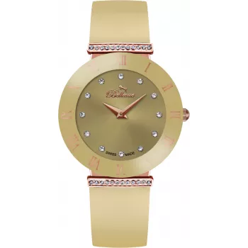 BELLEVUE Woman E106 reloj analógico de cuarzo 26mm caja de acero inoxidable esfera blanca correa de piel negra