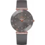 BELLEVUE Woman E112 reloj analógico de cuarzo 25mm esfera plateada correa de piel negra