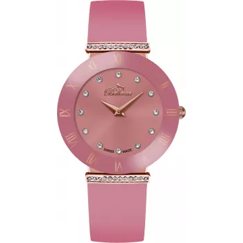 BELLEVUE Woman E116 reloj de cuarzo analógico 26mm esfera plateada cuero negro