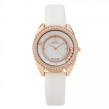 BELLEVUE Woman E50 33mm Reloj de cuarzo analógico Caja de acero inoxidable Correa de piel auténtica