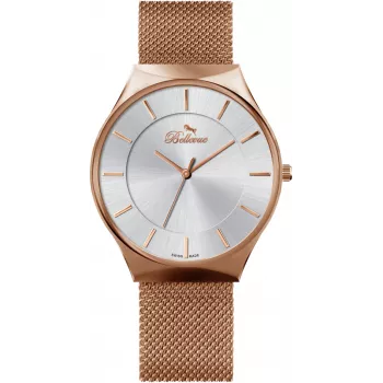 BELLEVUE Woman E53 Reloj de cuarzo 40mm acero inoxidable con correa de piel negra