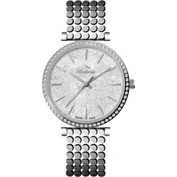 BELLEVUE Woman E66 (32mm) reloj de cuarzo analógico - caja de acero inoxidable color oro rosa, esfera blanca, correa de cuero marrón