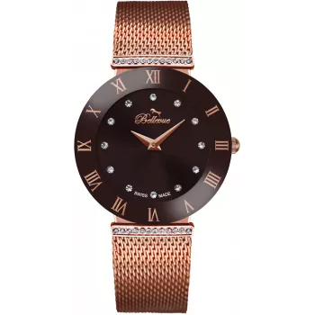 BELLEVUE Woman F103 Reloj analógico de cuarzo 33 mm - esfera blanca piel negra