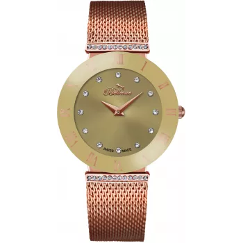 BELLEVUE Woman F106 Reloj analógico de cuarzo 25mm acero inoxidable malla plateado