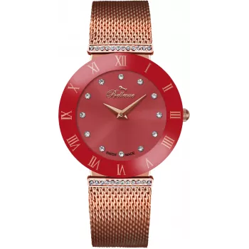 BELLEVUE reloj de mujer F117 33mm analógico de cuarzo esfera plateada correa de piel negra