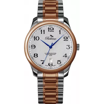 BELLEVUE Woman F2 35mm Reloj de cuarzo Esfera plateada Correa de piel negra