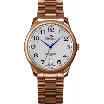BELLEVUE Woman F5 35mm Reloj de cuarzo analógico Caja de acero inoxidable Correa de piel negra