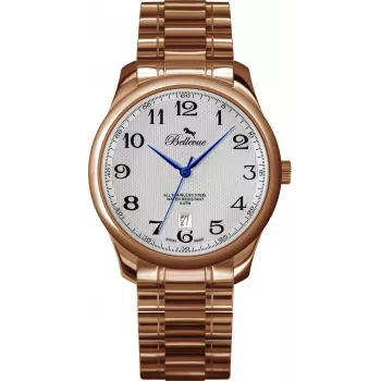 BELLEVUE Woman F6 Reloj analógico de cuarzo 30mm esfera plateada correa de piel negra