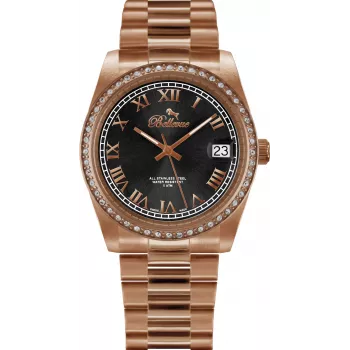 BELLEVUE Woman I25 35mm reloj analógico de cuarzo caja de acero inoxidable esfera plateada correa de piel negra