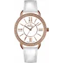 Reloj de cuarzo de mujer BELLEVUE A66 38 mm acero inoxidable esfera blanca piel negra