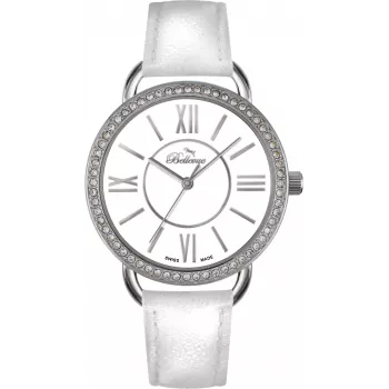 BELLEVUE Reloj de cuarzo mujer A69 38mm esfera blanca piel negra