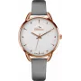 Reloj de mujer BELLEVUE analógico de cuarzo B34 38 mm caja de acero inoxidable esfera blanca correa de piel negra