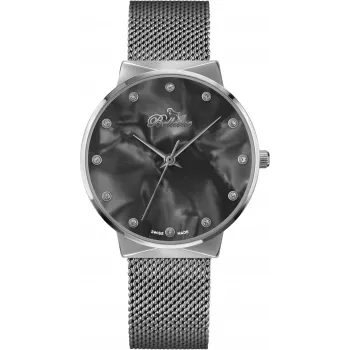 BELLEVUE Reloj de mujer B13 Analógico Cuarzo 33mm Caja de acero inoxidable Correa de piel negra