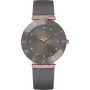 BELLEVUE Reloj de cuarzo para mujer E111 33 mm caja de acero inoxidable correa de piel negra