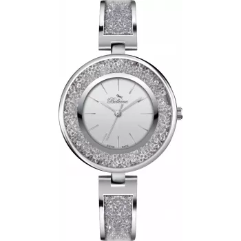 BELLEVUE Reloj de mujer E67 cuarzo analógico 33 mm acero inoxidable malla plata