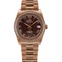 BELLEVUE reloj de mujer analógico de cuarzo I29 36mm caja de acero inoxidable esfera blanca correa de piel negra
