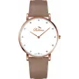 BELLEVUE Reloj de cuarzo analógico de mujer B53 40mm caja de acero inoxidable correa de piel negra