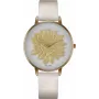 BELLEVUE Reloj mujer B42-1 40mm acero inoxidable cuarzo analógico esfera blanca correa de piel negra