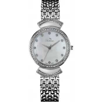 BELLEVUE Reloj de mujer D48 (32mm) - cuarzo analógico, esfera blanca, correa de piel sintética negra