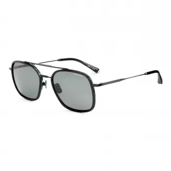 Belstaff Avedon S118 Gafas de sol para hombre - montura de acetato negra, lentes de policarbonato grises, protección UV400, 56/20/145 mm