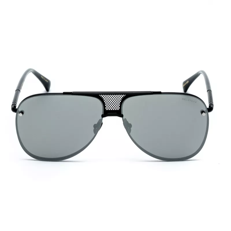 Belstaff gafas de sol rectangulares hombre Beckington - montura de acetato negra, lentes de policarbonato grises, protección UV400, 60/18/145 mm